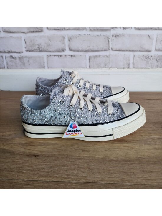 ⭐Converse Chuck 70 Metallic Tweed Low Sz 5.5 Men\'s Shoes Sneaker Silver A14443C main image 6